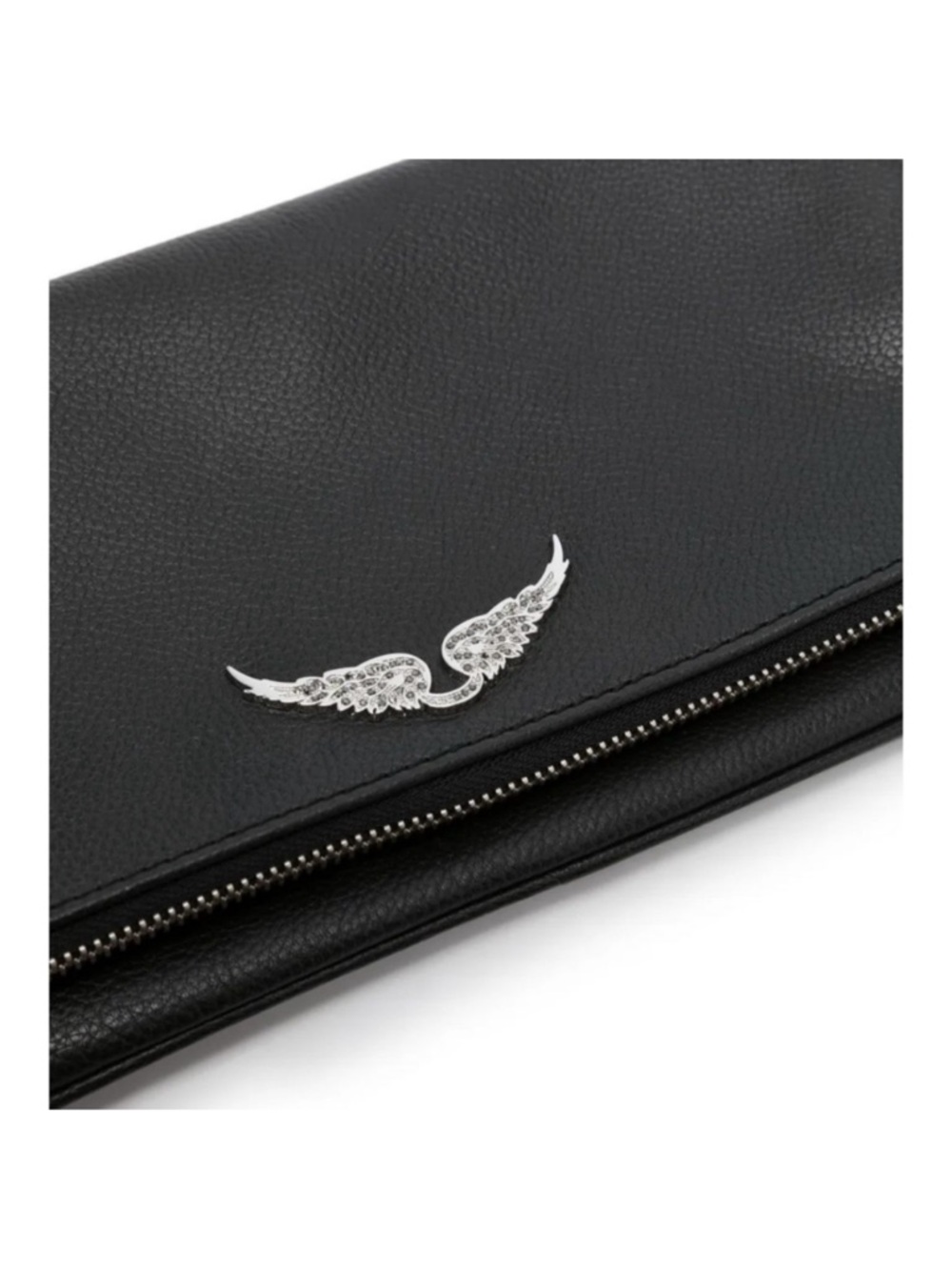 Zadig & Voltaire Black Leather Chain Crossbody with Silver Wing Emblem - Picture 4 of 15
